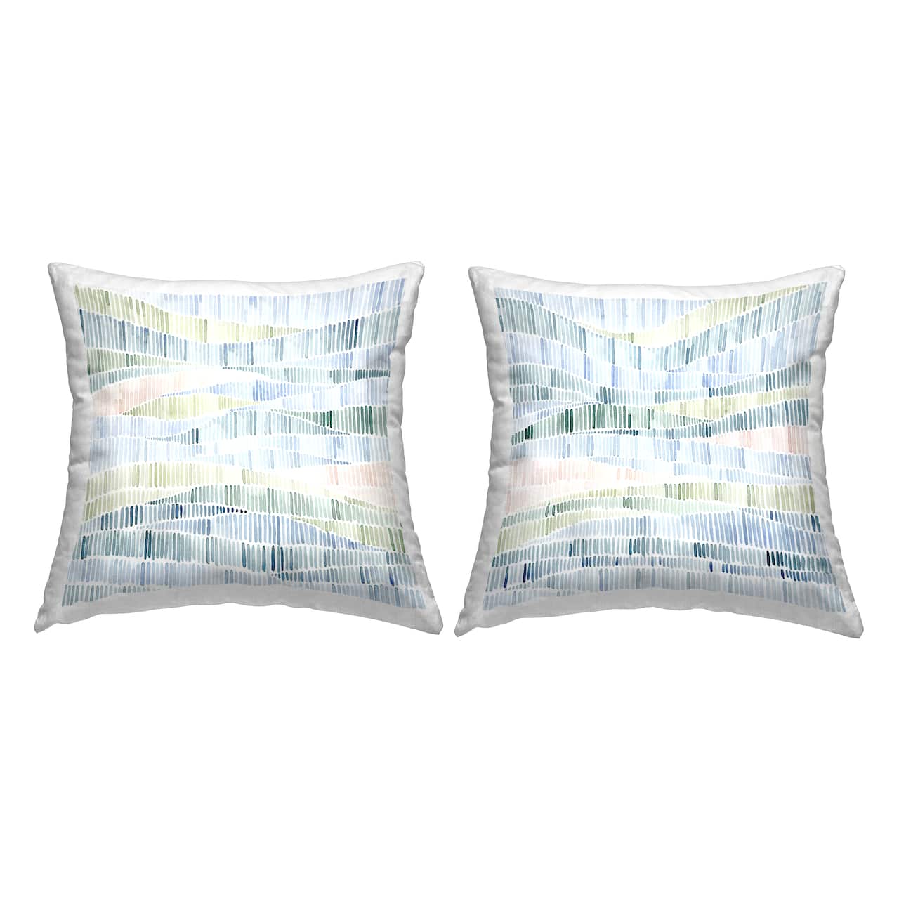 Stupell Industries Modern Abstract Nautical Landscape Wavy Striped Pattern 2 Pillows, Each 18" x 18"